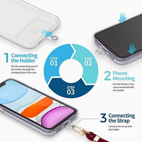 Sinjimoru Universal Cell Phone Strap, Crossbody Phone Lanyards for Neck Adjustable Wrist Straps as Phone Grip (2Pack) Compatible with most Phone Cases. Sinji Strap, Rainbow