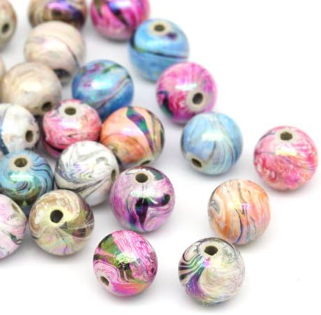 Miniatura 5 de HOUSWEETY 300 cuentas acrílicas de 0.315 pulgadas (0.315 in), cuentas sueltas redondas acrílicas multicolor para pulseras y collares, suministros de