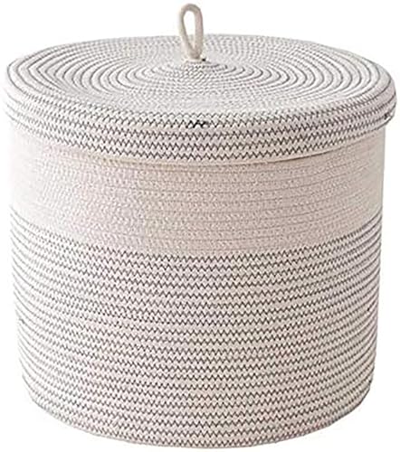 Cesto portabiancheria con Coperchio in Corda di Cotone Intrecciata, Organizer per Bambini, Cesto portaoggetti per Vestiti sporchi, Contenitore capiente