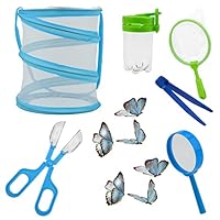 7 Pcs Outdoor Explorer Kit for Kids Insect Catching Kit Bug Hunting Kits for Kids including Critter Cage,Magnifying Glass,Tweezers,Insect Bottle,Insect Catching Scissors,butterfly net