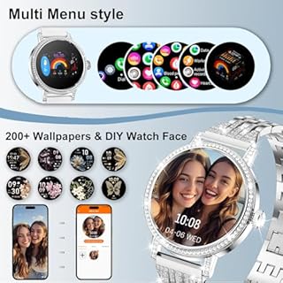 Smart Watches for Women with Diamond,1.27" HD Smart Watch Bluetooth Calls(Answer&Make),3 Bands,24/7 HR/Steps/Calories/SpO2/BP Sleep Monitor,IP68 120+ Sports Fiteness Tracker Android&iOS Silver