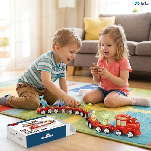 Image of FunBlast Digital Colorful Dinosaur Train for Kids - Toys for Kid, Crawling Toys for Babies, Magnetic Digital Train, Educational Blocks for Kids - 21 Pcs (Multicolor)