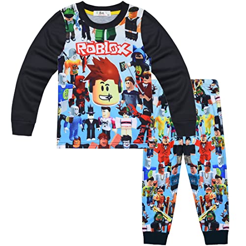 shumintaojin Kids Boys pajamas set Game Cartoon Girls clothing set fashion Sleepwear Long sleeved T-shirt+pants 5-12Years (UK Age 11 Years 12 Years Regular Style 1)