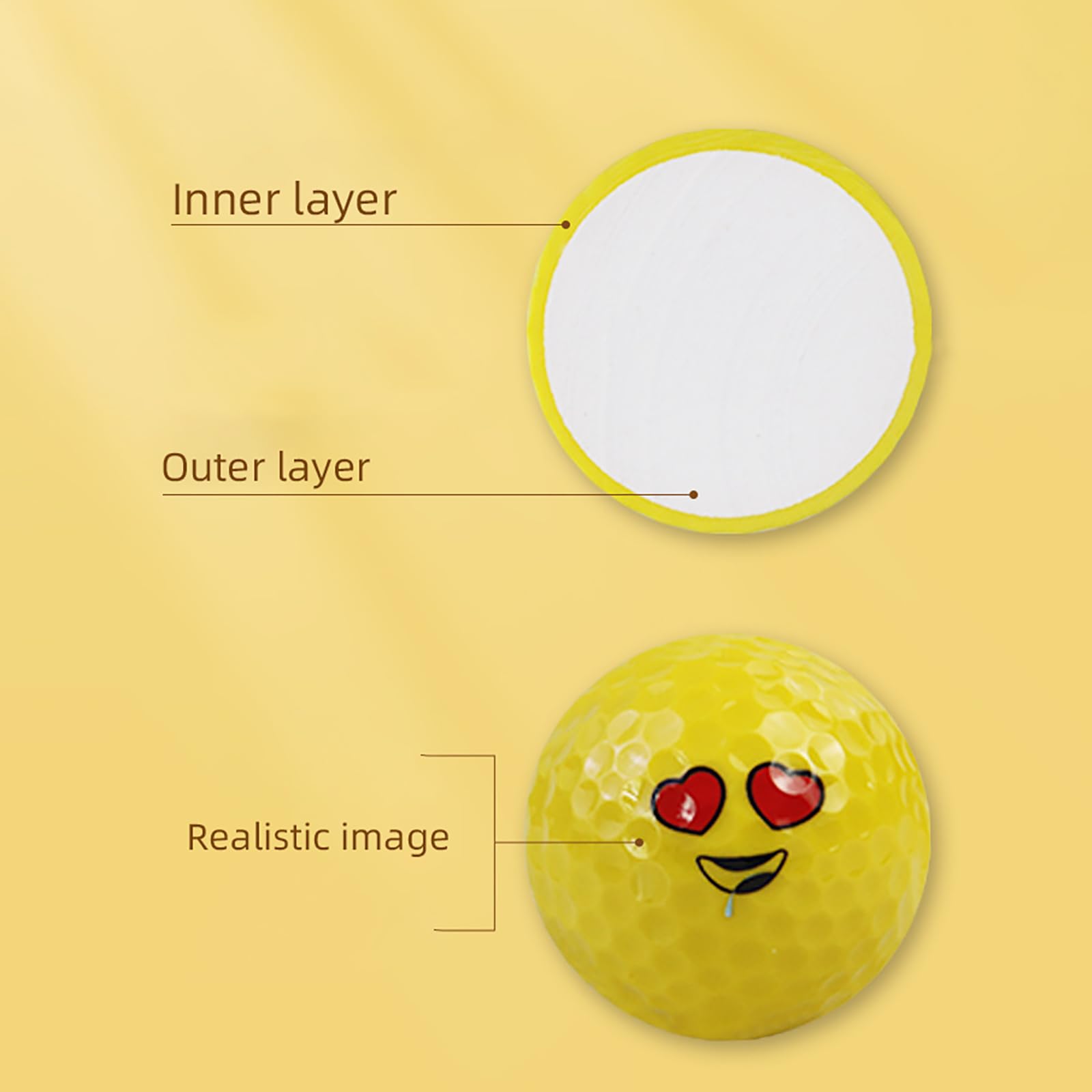 Lustiger Golfball mit Emotions-Gesicht, einzigartige professionelle Übung, Golfball-Zubehör, 12 Stück