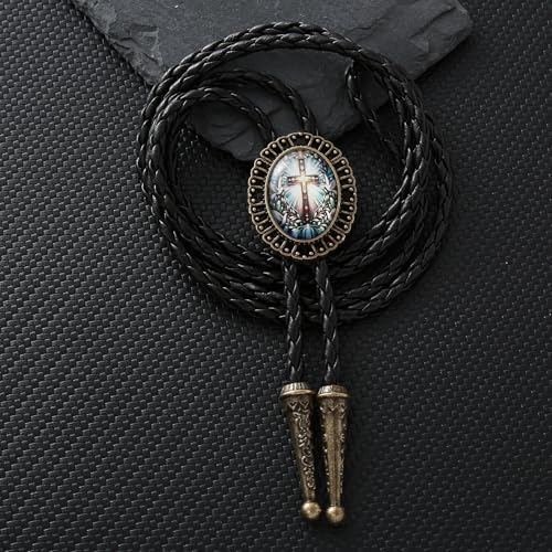 Image of Jeilwiy Bolo Tie for Men Western Cowboy Gothic Bolo Tie Necklace Halloween | Glow in Dark Bolo Tie for Men Women, 3D Halloween Bolo Tie, Gothic Western Ties, String Ties for Men Rodeo Leather Necktie
