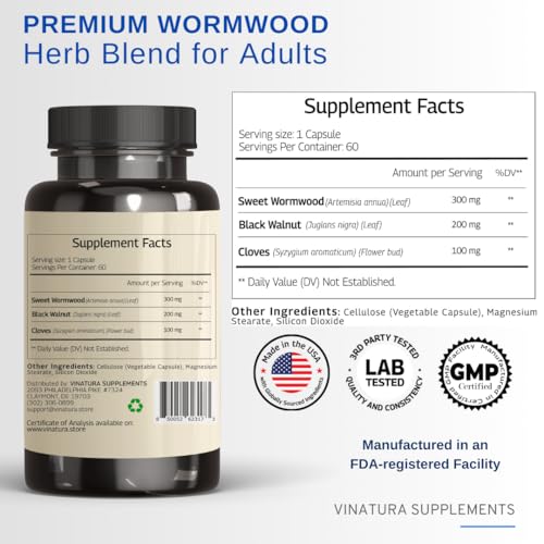 Vinatura Wormwood Black Walnut Clove Capsules thumb #1