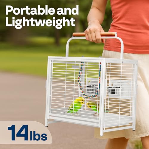 VIVOHOME 19 Inch Wrought Iron Travel Bird Cage for Cockatiel Parakeets