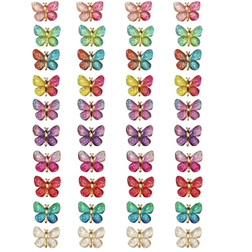 Pluuttiem 40 Uds. de Adornos de Resina para áLbum de Recortes con Hermosas Mariposas Multicolores, Reverso Plano, Proyectos de Arte DIY, FabricacióN Artesanal