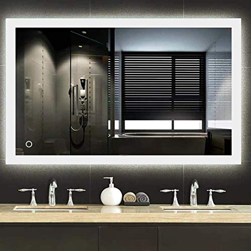 POPSPARK 90 x 70 cm Espejo de baño iluminado LED montado en la pared Espejo de luz LED (Antivaho/90x70cm)