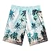 Hansber Kids Boys Summer Elastic Waistband Swim Shorts Beachwear Fashion Tropical Print Beach Swim Bottom Light Green 9-10 Years