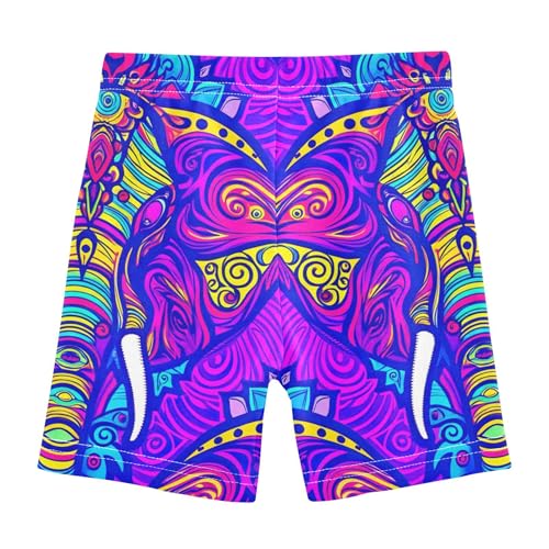 Toddler Girls Biker Shorts Cotton Under Dress Shorts Funny Psychedelic Ethnic Elephant Purple Dance Clothes 4t2