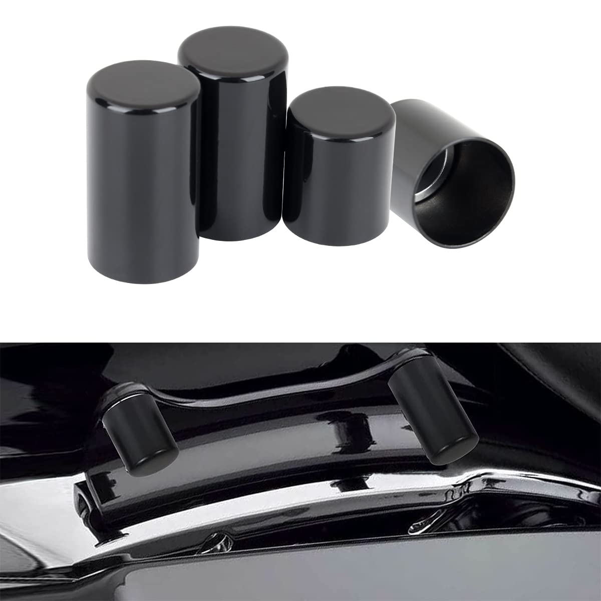 Kit di copertura per hardware di aggancio Sissy Bar Rack 4 punti tappi di copertura magnetici per Harley Touring Street Glide, Road King, Electra Glide, Road Glide, CVO 2009-2021 (nero lucido)