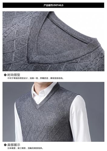 Men Winter Solid Color Wool Knitted Sleeveless V-Neck Plaid Pattern Sweaters Vest3