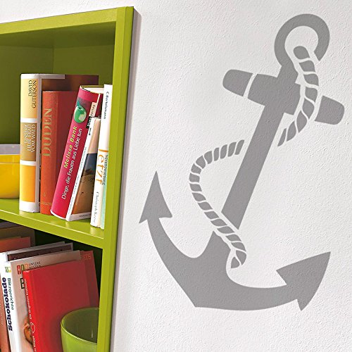 IDEAVINILO Vinilo Decorativo con diseño de Ancla. Color Gris. Medidas: 85x60cm