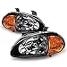 ACANII - For 2in1 Black 1993-1997 Honda Civic Del Sol Headlights w/Corner Signal Lamps Driver & Passenger Side 94 95 96