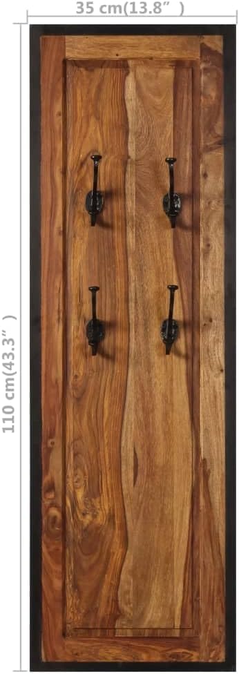 vidaXL Coat Rack 2 Pcs, Coat Hook for Towel Coat Hat Key, Wall Mounted Coat Rack for Bathroom Bedroom Hotel, Hook Rack Rail, Solid Acacia Wood
