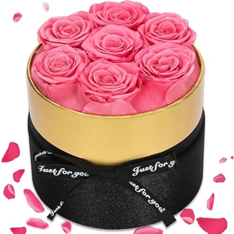 Mother's Day Flower Gifts Ideas from Daughter, Mothers Day Rose Gifts for Grandma, 7-Piece Preserved Pink Roses in a Box, Fresh Forever Roses Gifts for Mom, Mom Gifts for Women, Birthday Gift for Her Cover