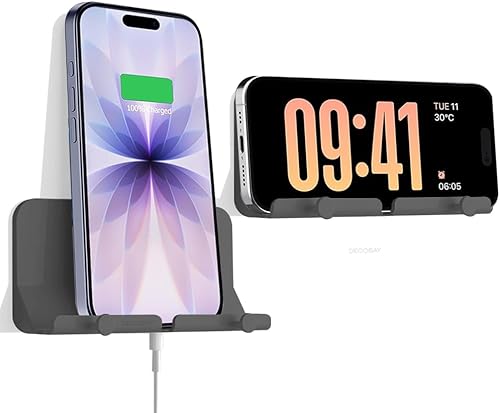 Miniatura 8 de Decobay Soporte para teléfono D2, soporte para teléfono manos libres con adhesivo y cable de datos, orificio de recepción para ducha, carga, RV,