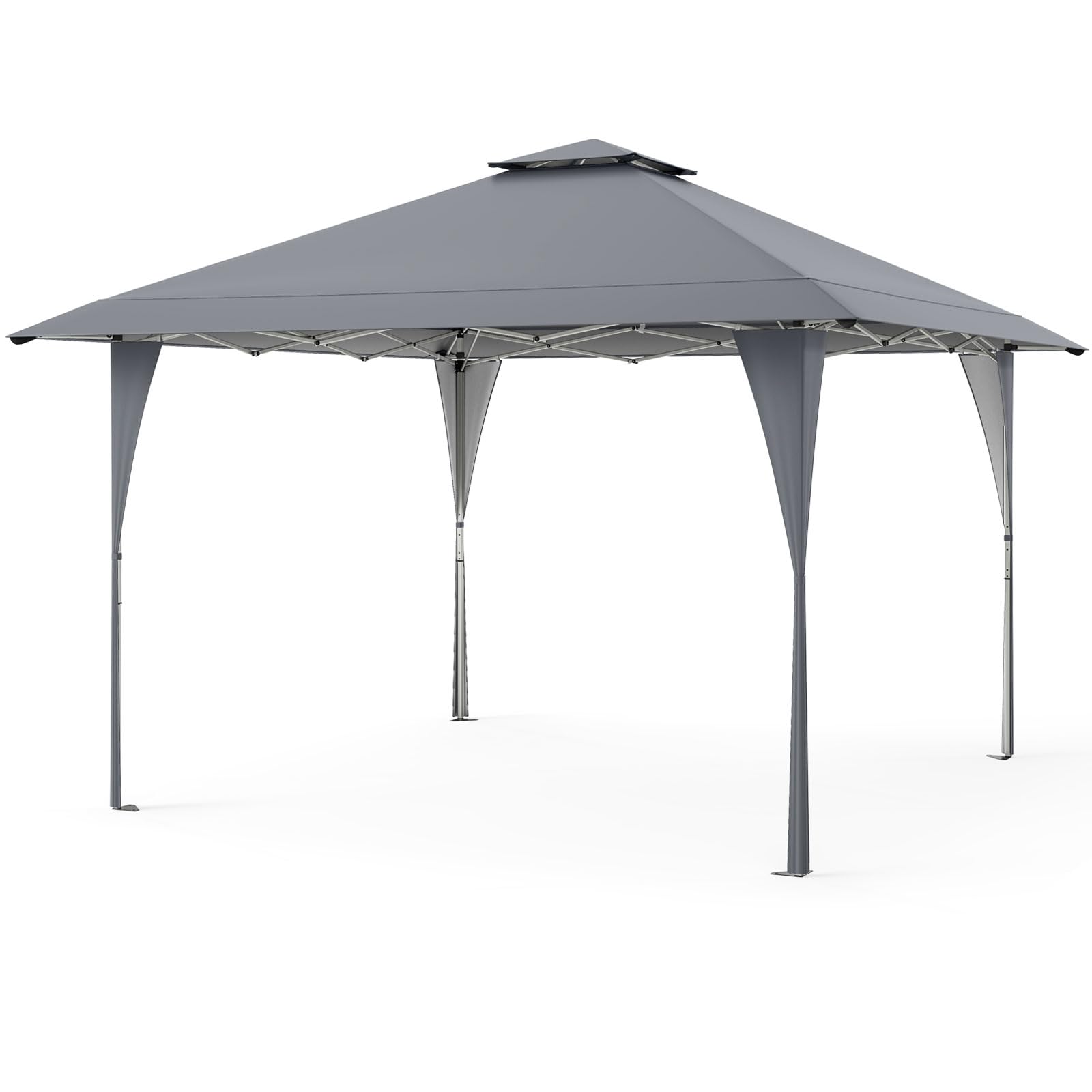 RELAX4LIFE Tonnelle Pliante 4x4 Imperméable, Tonnelle de Jardin Extérieur, Tissu Oxford Résistant, Cadre Métallique Revêtu, Protection Solaire, Barnum Pliant Facile à Monter pour Terrasse Patio (Gris)