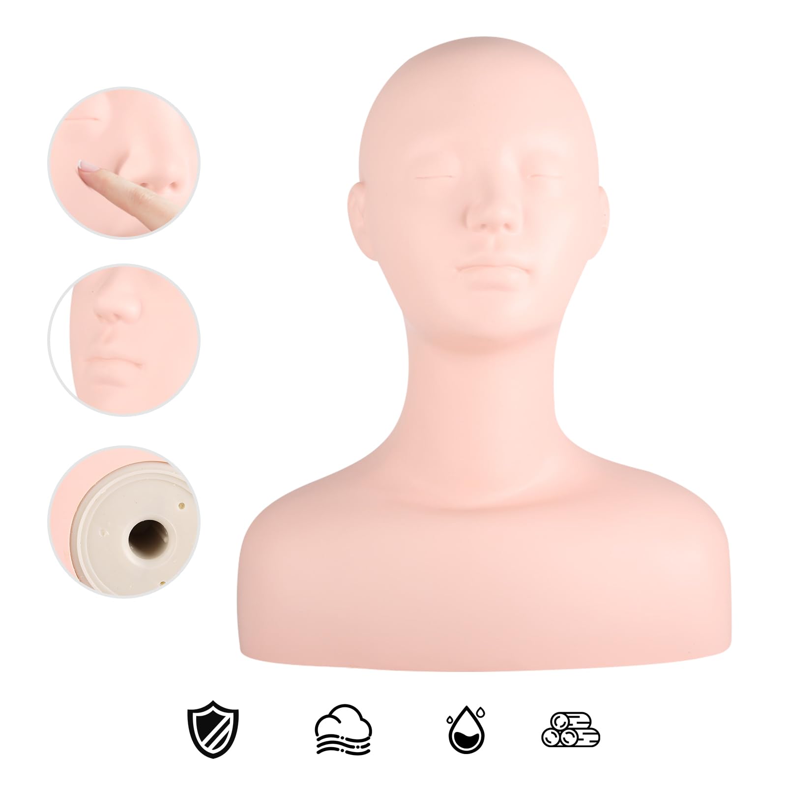 Testa di Manichino Testina multifunzionale per allenamento trucco Testina multifunzionale per allenamento umano con spalle Cappelli e parrucche per saloni, massaggi e studi di trucco