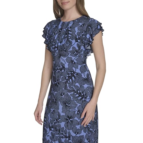 Image of Tommy Hilfiger Women's Flutter Sleeves Jersey Midi Dress