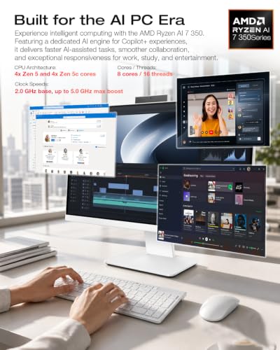 Image of ASUS VM670 27 Inch FHD 75Hz Touch All in One Desktop AMD Ryzen AI 7 350 | 64GB DDR5 RAM, 1TB SSD, AMD Radeon 860M, Wi-Fi 6, Windows 11 Pro, Copilot, Wireless Keyboard and Mouse for Business