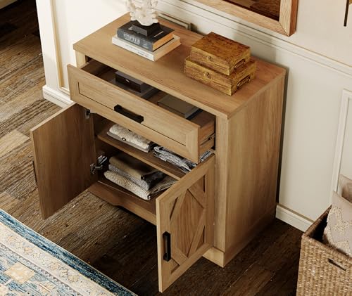 Image of WAMPAT Farmhouse Entertainment Center with Bookshelves for 75 inch TV