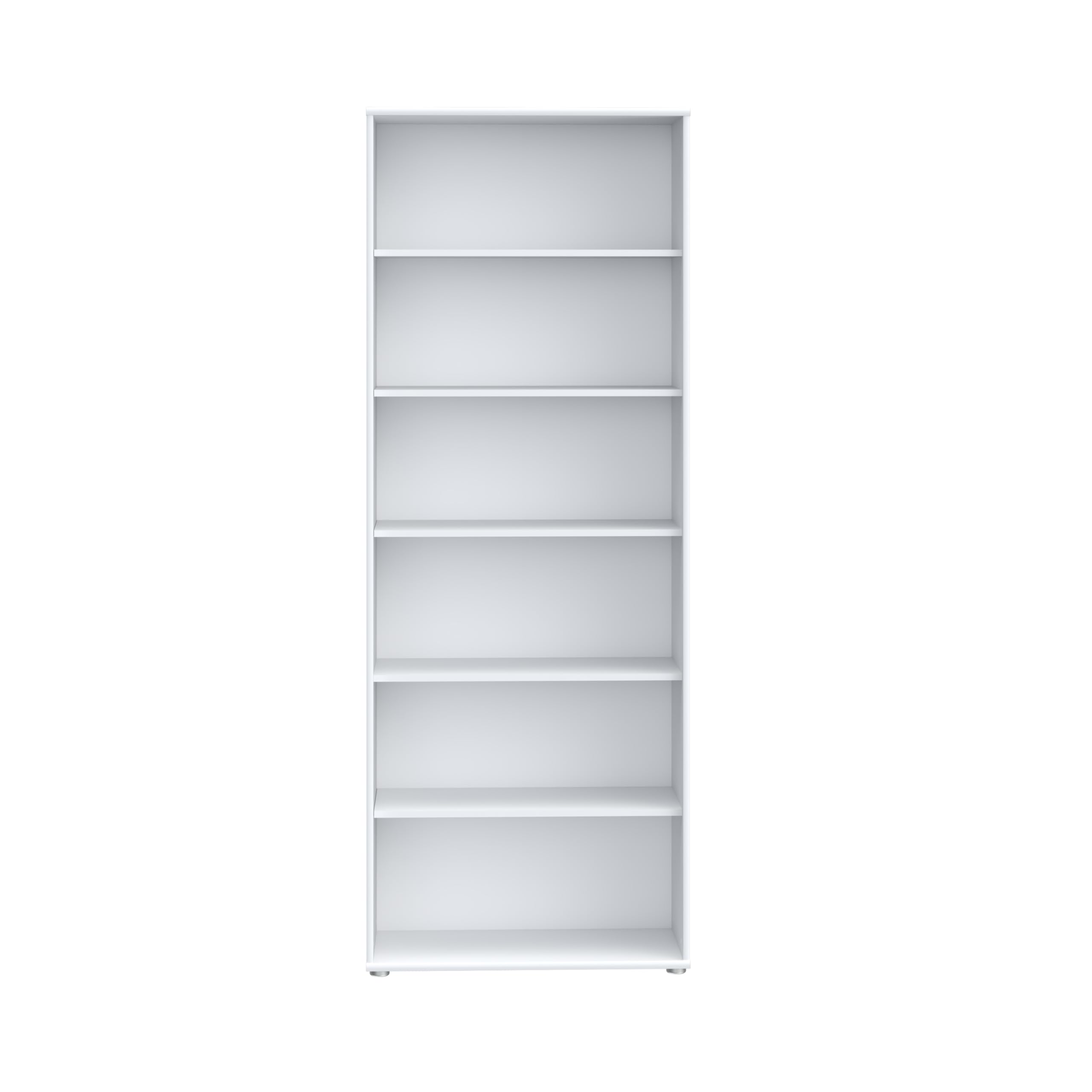 Forte TEMPRA 2 modernes Bücherregal 70 80, Regal mit 5 Einlegeböden, Standregal Büro, weißes Regal, Jugendzimmer, Kinderzimmer, Holzwerkstoff, Weiß, 73,7 cm breit x 197,5 cm hoch x 34,8 cm tief