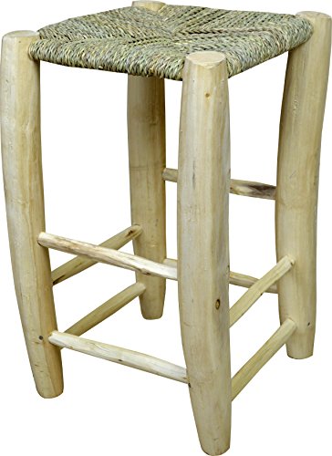 Taburete De Madera Y Mimbre | Taburetes