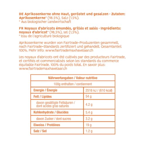 PAKKA – Bio Fairtrade Aprikosenkerne geröstet gesalzen 700gr, Öko geröstete Aprikosenkerne entbittert, direkt hergestellt und abgefüllt vom Produzenten in Usbekistan, vegan, Familienpackung, Value-Pac