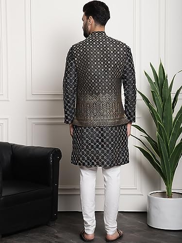 Image of SOJANYA (Since 1958 Men's Silk Blend Kurta and Pyjama with Nehru Jacket