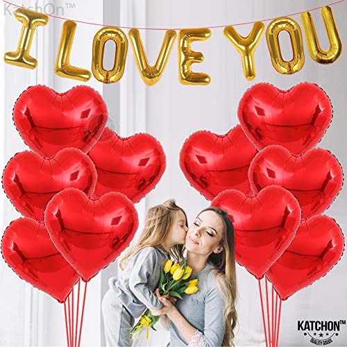 Katchon, I Love You Balloons Set - Pack Of 20 | Heart Shaped Balloons, Romantic Decorations Special Night | Red Heart Balloons | Love Balloons For Happy Anniversary Decorations, Proposal Decorations #TOP6