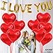 KatchOn, I Love You Balloons Set - 18 Inch, Pack of 18 | Red Heart Shaped Balloons for Anniversary Party Decorations | I Love You Decorations for Him, Heart Foil Balloon | Valentines Day Decor