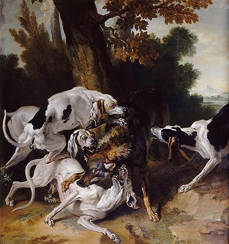 Peinture la chasse aux bêtes Jean Baptiste Oudry pour grand salon élégant