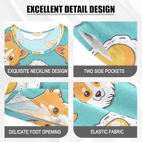 ALAZA Cute Dog Egg Pajamas Short Sleeve 2 Piece Sleepwear Top and Bottom Pajama Set Unisex4