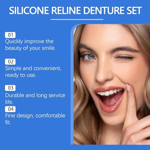 2pcs Denture Silicone Reline Kit, Greatfit Denture Silicone Reline, Soft Denture, Soft Denture Reline Kit for Men and Women