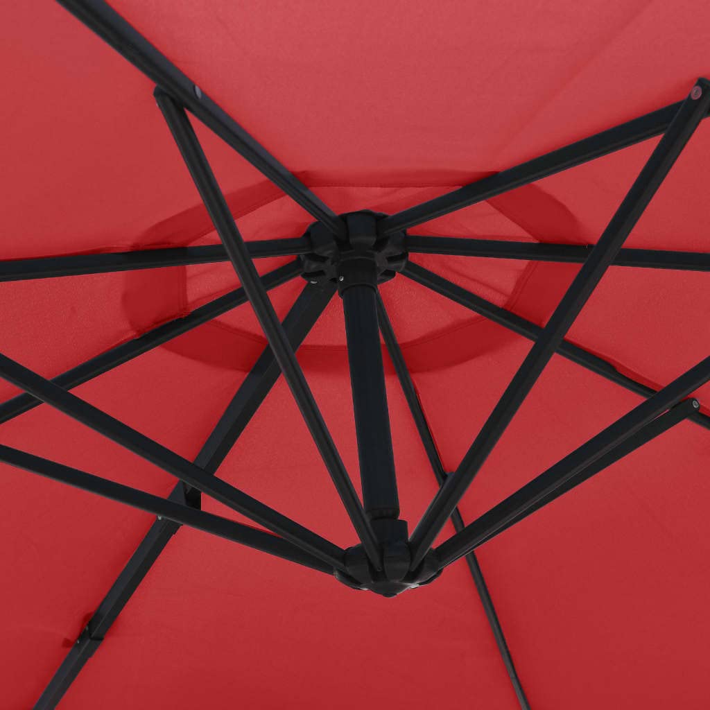 Homgoday Parasol, 290 cm jasny czerwony LED parasol ścienny, parasol przeciwsłoneczny, parasol ogrodowy, parasole przeciwsłoneczne, parasole zewnętrzne, parasol plażowy, wiatroszczelny parasol