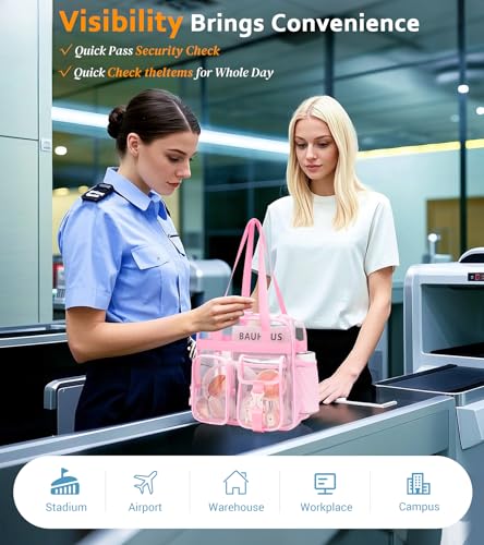 Image of Clear Tote Bag, Heavy Duty PVC 12x 12x6 in Clear Bag for Stadium Events for Women Men