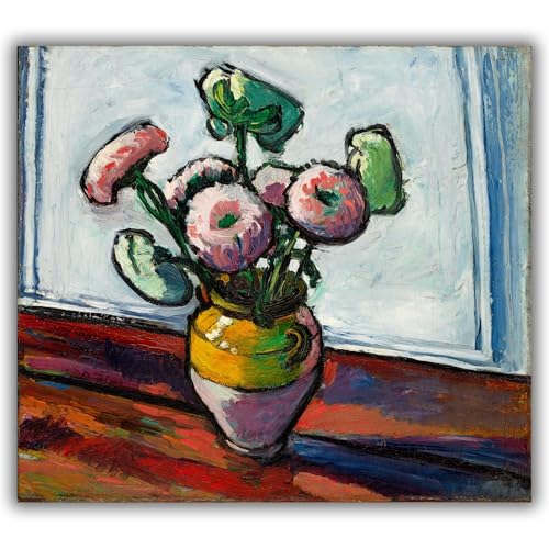 Toile Zinnias 1912 Henry Lyman Saÿen poésie florale S
