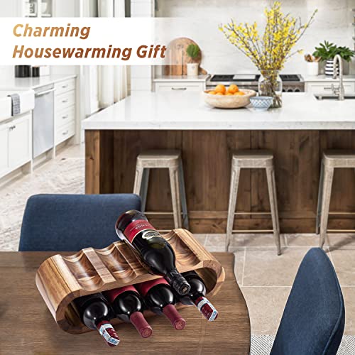 Bluewest Wooden Wine Racks Countertop, 8 Bottle Wine Rack, Acacia Wine Bottle Holder Stand, Free Standing Wine Storage, Wine Shelf Organizer, Perfect For Home Décor And Wine Gifts, No Need Assembly #TOP4
