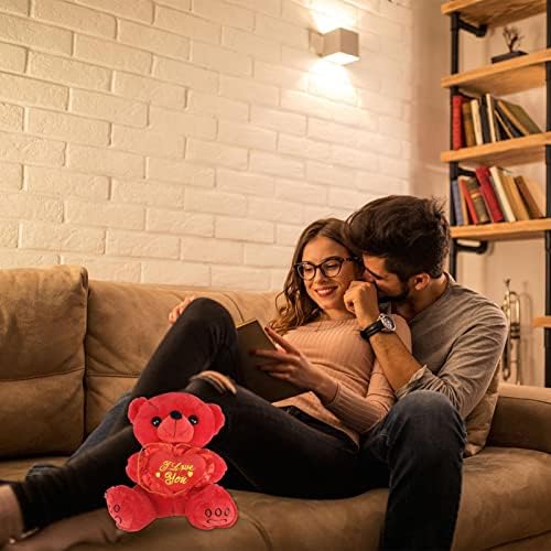 Huaxingda Bear In Heart Red Color, Bear Toy With I Love You, Heart, 9.84" Soft Bear Plushie Toy, Stuffed Animals Toy Stuffed Animal Gifts Valentines Day Decor For Bedroom Living Room