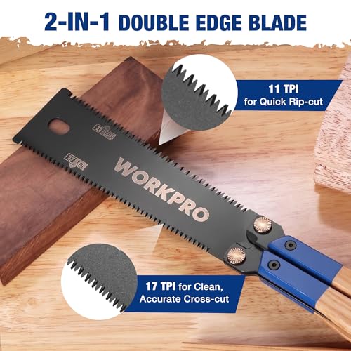 WORKPRO 6'' Folding Japanese Hand Saw, Double-Edged Pull Saw with 11&17 TPI - Image 4