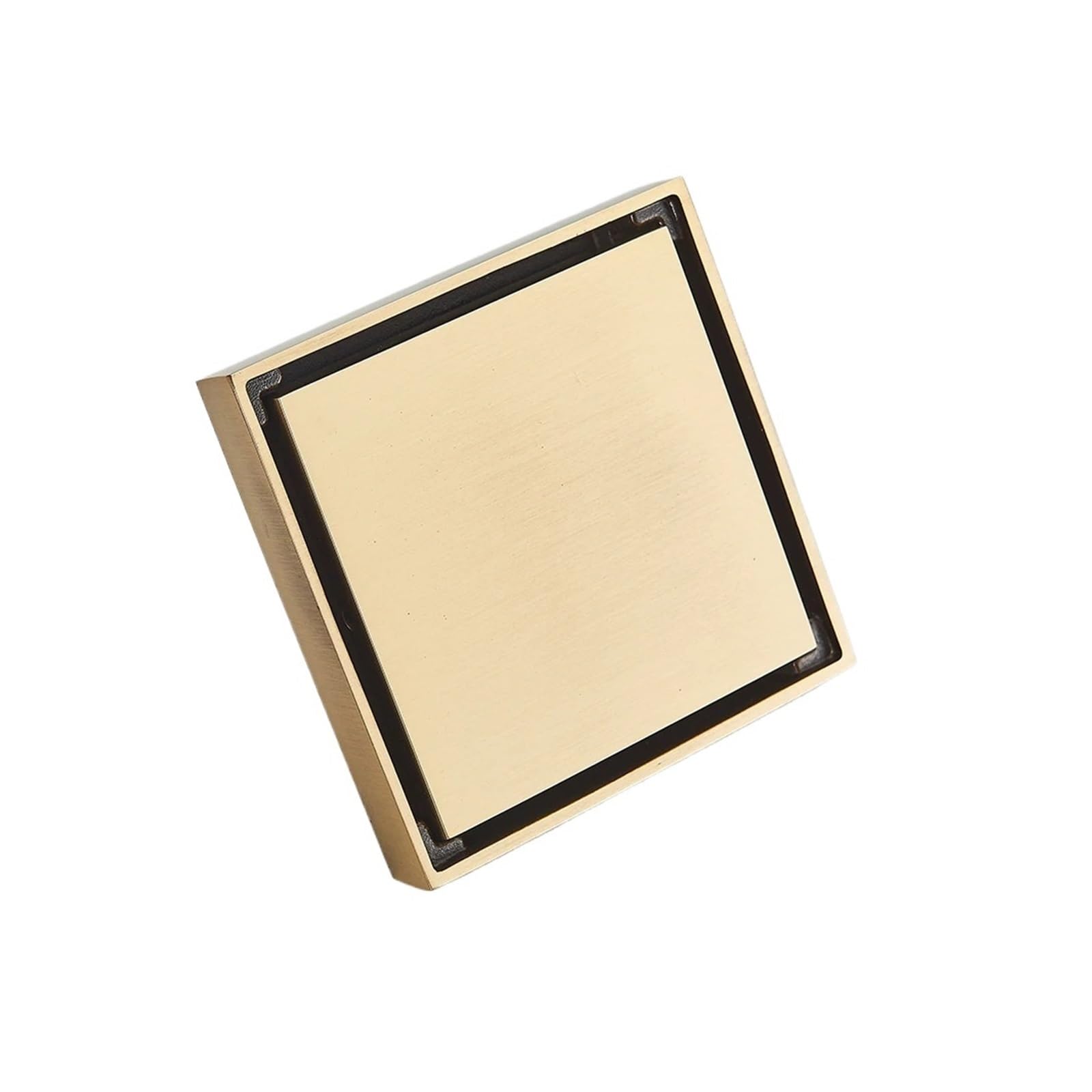 1PCS Rozin Square Invisible Floor Drain 10×10cm, Brushed Gold & Matte Black Anti-Odor Shower Waste Strainer(Brushed Gold)