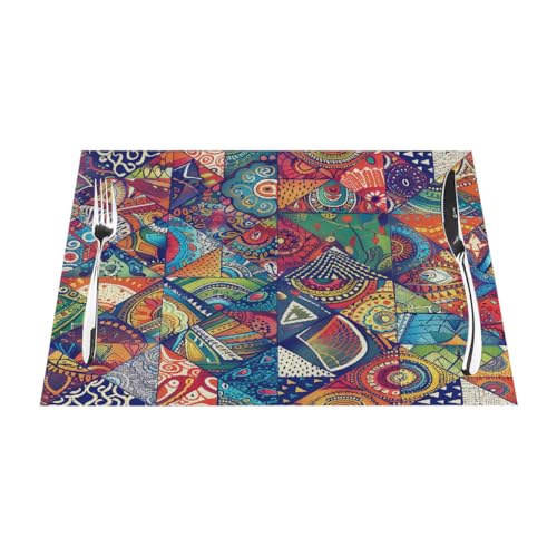 Juego de 1 mantel individual étnico con diseño de tótem, resistente al calor, de PVC, para mesa, 45 x 30 cm, decoración de fiestas
