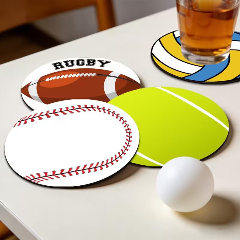 Posavasos para cueva de hombre y fiestas deportivas juego de 6 unidades de madera rústica 7