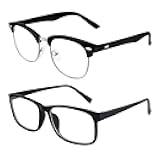 Horn Rimmed Half Frame Fake Glasses Bundle with Square Clear Lens Glasses