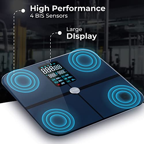 Image of Eagle Smart Bluetooth Weighing Scale for Body Weight with 200kg Capacity, BMI Digital Weighing Machine with Large LCD Display & 15 Body Composition Monitor Sync with Mobile App, Black