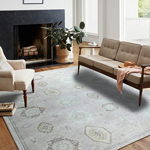 Antique Oushak Rug, Shades Of Beige, Pale Blush Boho Chic Luxury Turkish Diamond Vintage Persian Inspired Area Rugs Living Room Bedroom Hall, 7'5" X 9'8" #TOP5