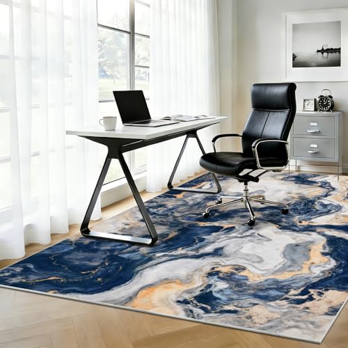 Tapete Yinhua Mármol Azul y Oro 5x7 Lavable Antideslizante miniatura 3