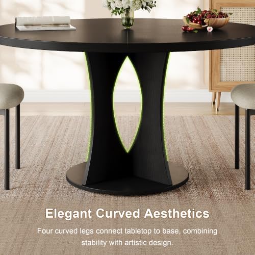Feonase 47.2" Round Dining Table Set for 4 with Stackable Dining Chairs — view 6